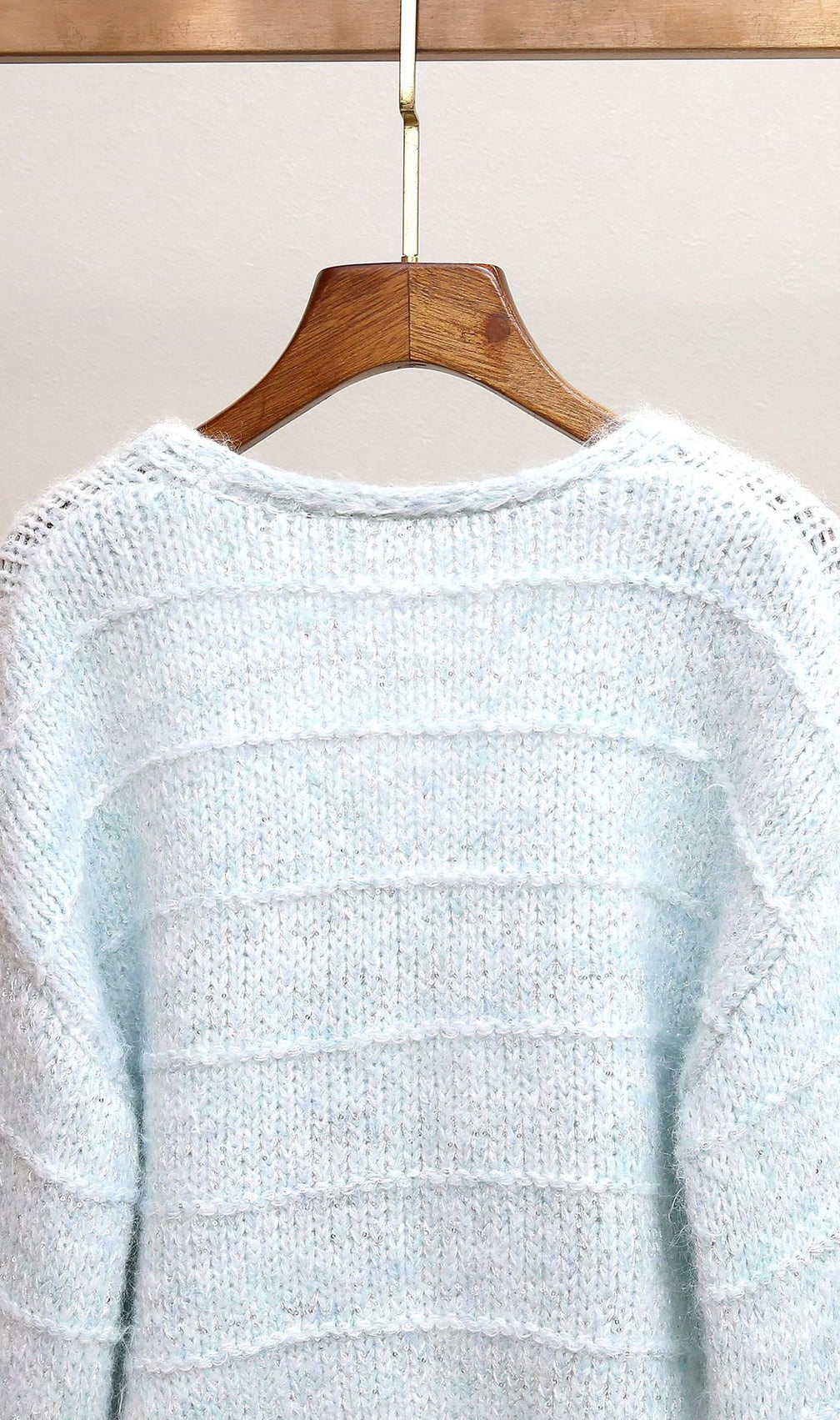 Joanie Luxe Blue Plush Knit Cardigan with Faux Fur Trim for Women