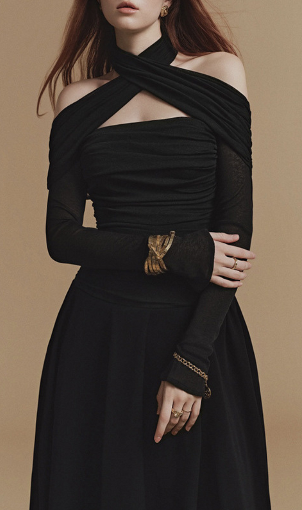 Gedalia Black Long Sleeve Maxi Dress