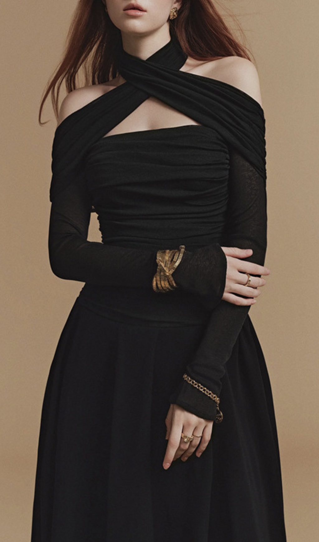 Gedalia Black Long Sleeve Maxi Dress