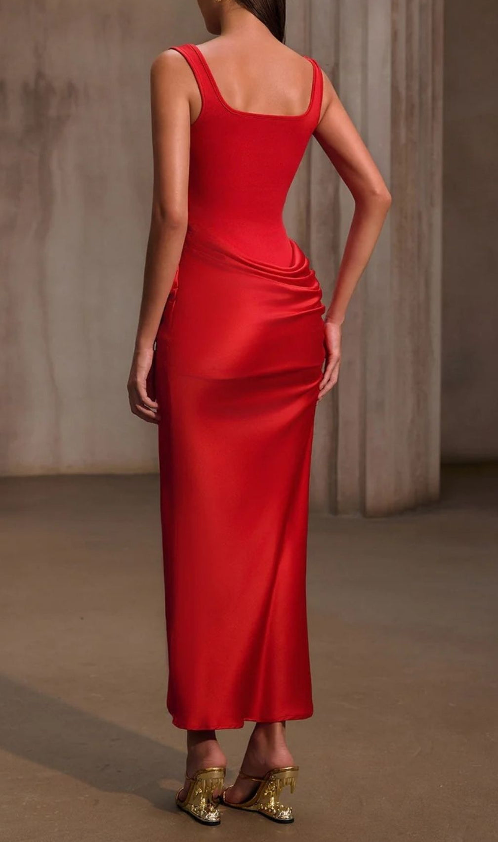 Glamorous Nexilyx Red Corset Satin Maxi Dress - Elegant Evening Gown