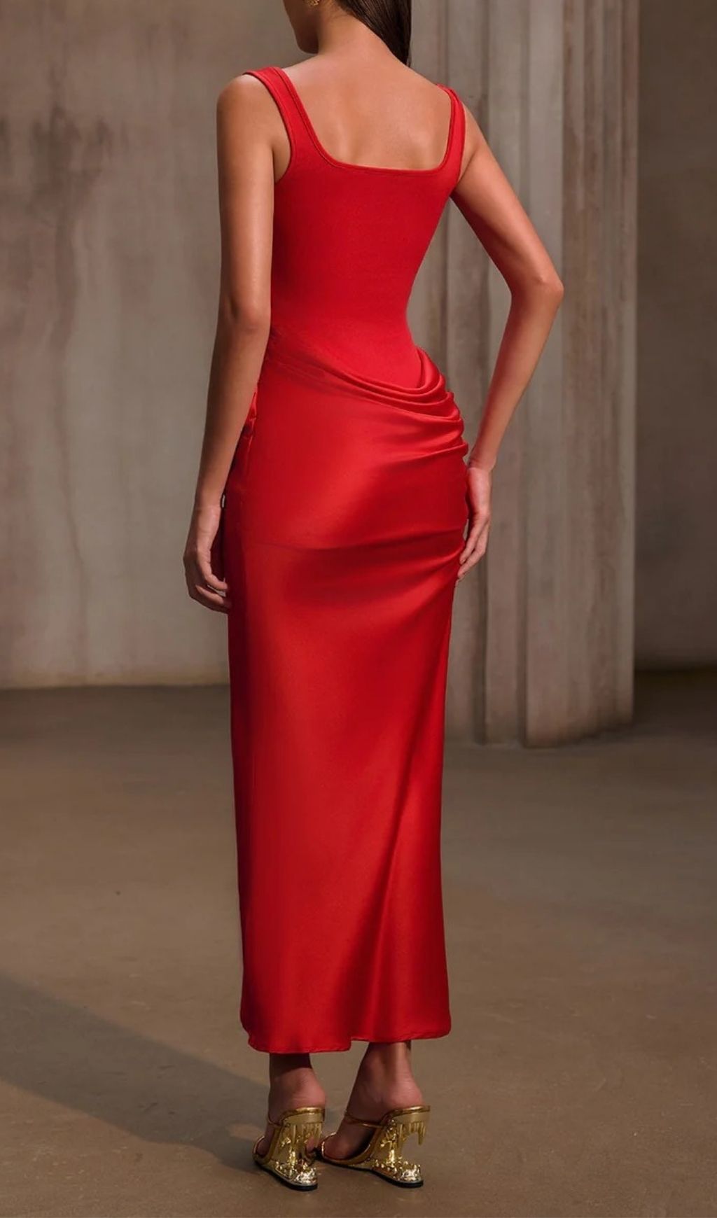 Glamorous Nexilyx Red Corset Satin Maxi Dress - Elegant Evening Gown