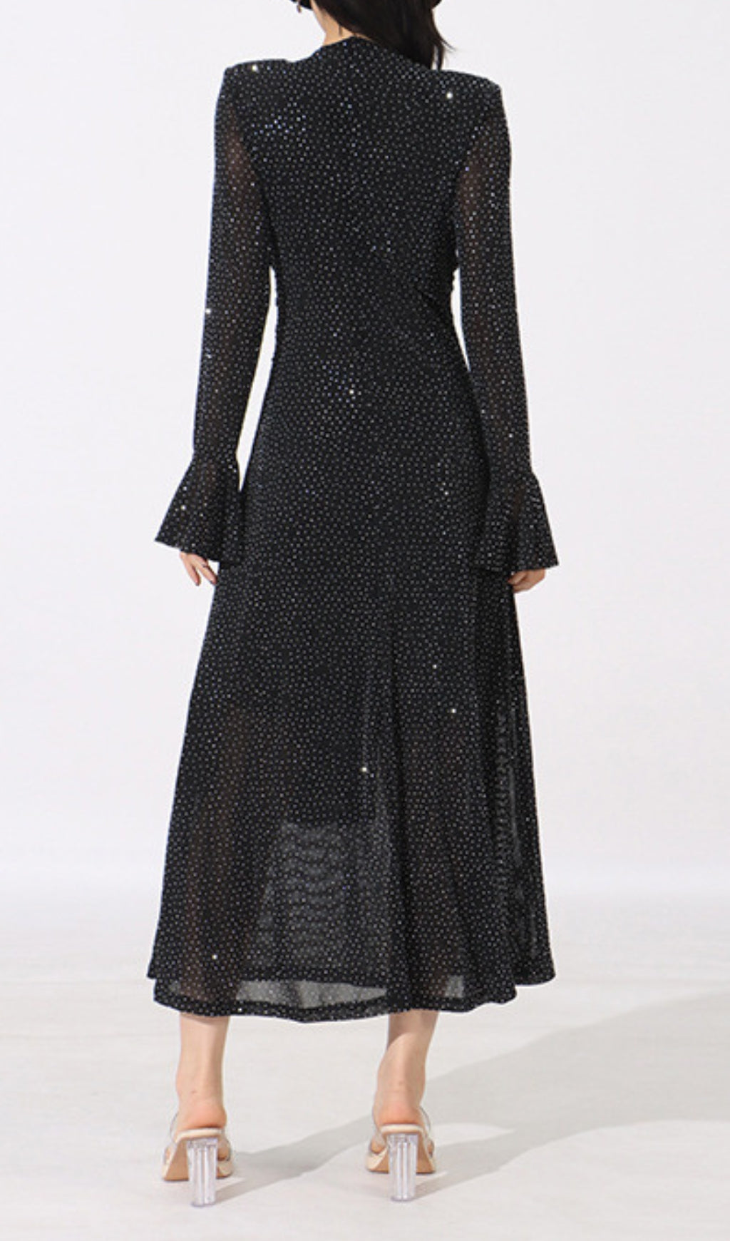 Encarna Black Diamond Long Sleeve Midi Dress
