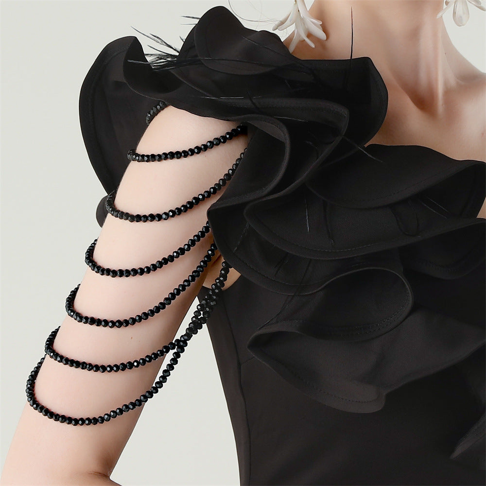 Ijlal Black One-Shoulder Ruffle Maxi Dress | Glamorous Evening Gown