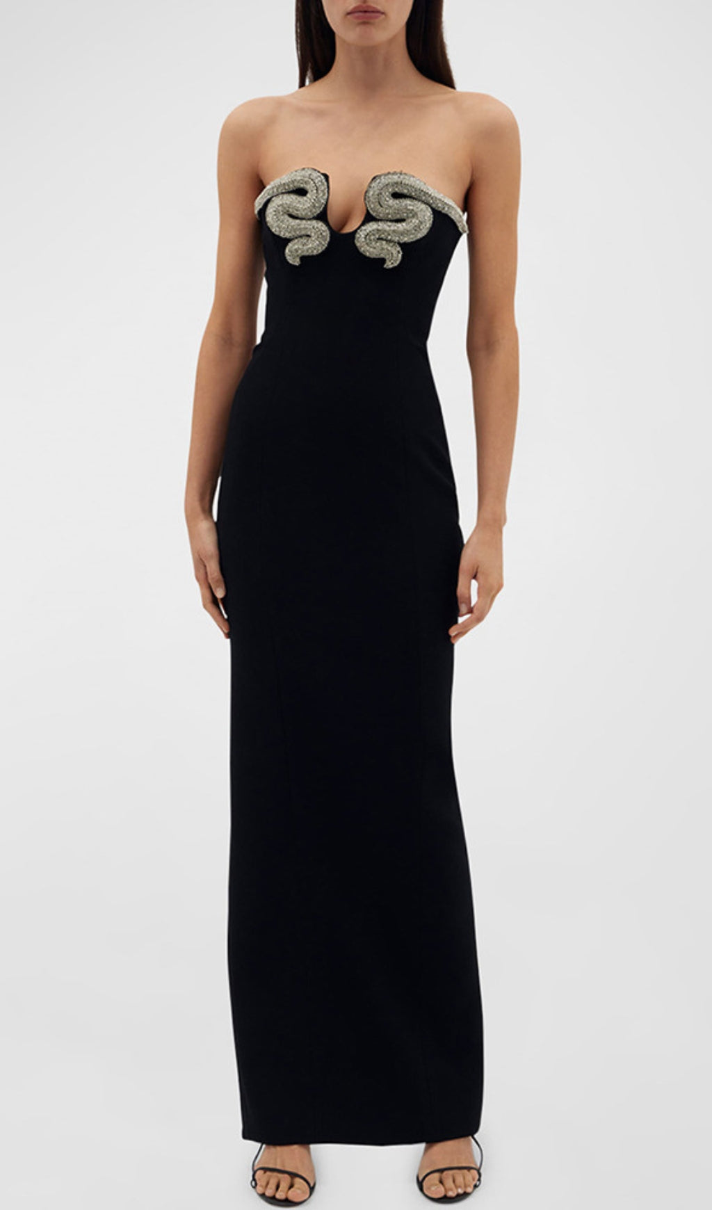 Alizée Crystal-Snake Strapless Gown