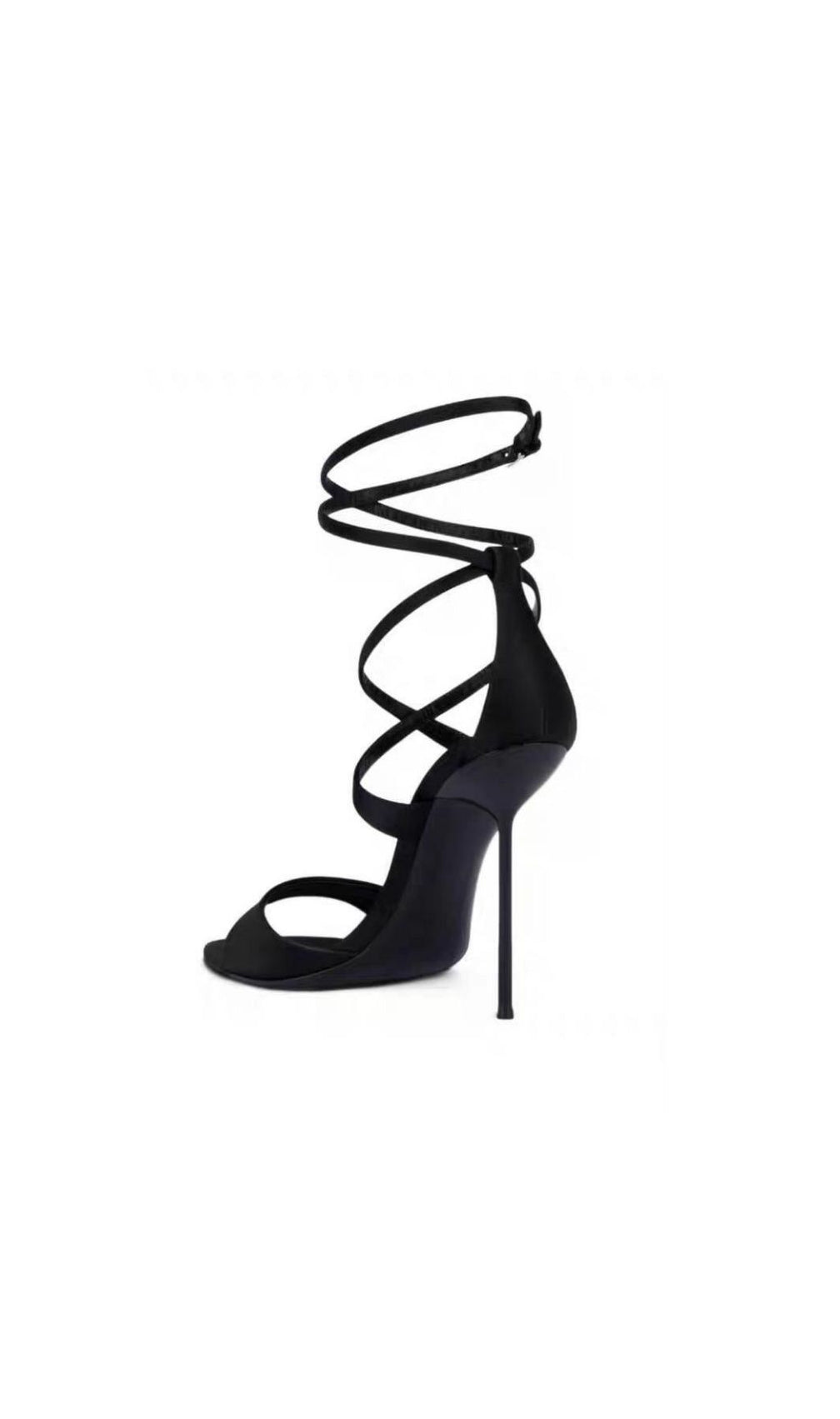 Katana Black Ankle Strap Stiletto Heels - Architectural Elegance & Power
