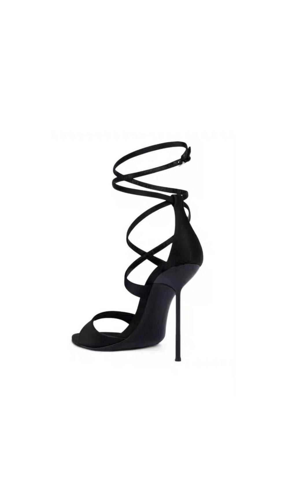 Katana Black Ankle Strap Stiletto Heels - Architectural Elegance & Power