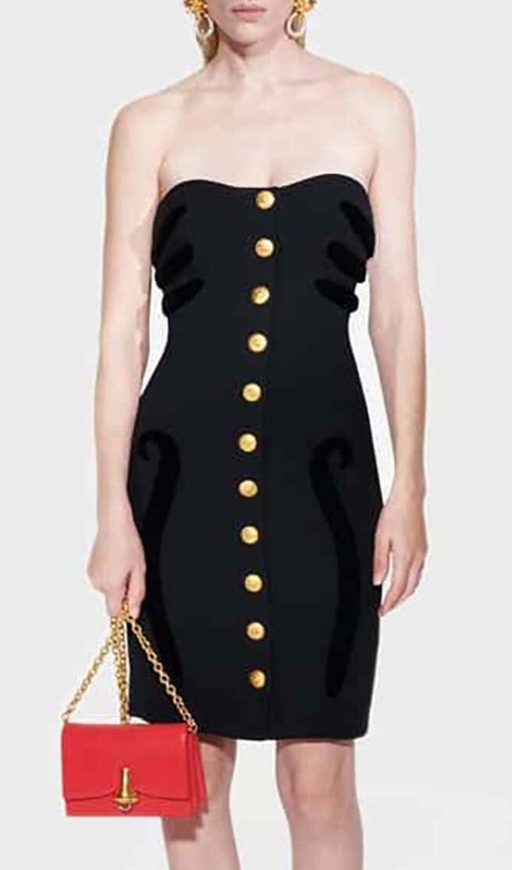 Sculpture Button Mini Dress In Black