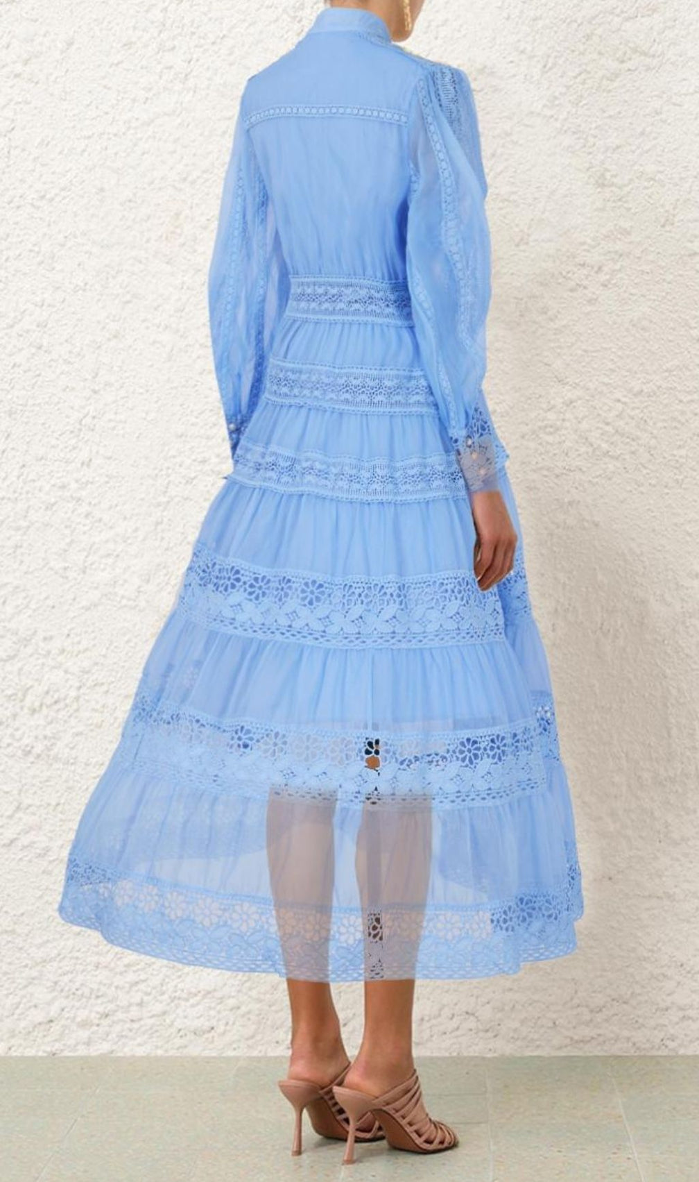 Kamaria Blue Tiered Lace Maxi Dress - Effortless Elegance
