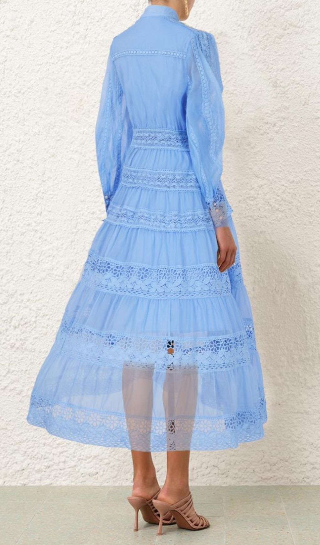 Kamaria Blue Tiered Lace Maxi Dress - Effortless Elegance