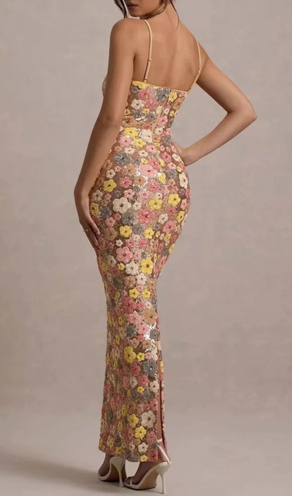 Gershon Strappy Flower Sequin Maxi Dress