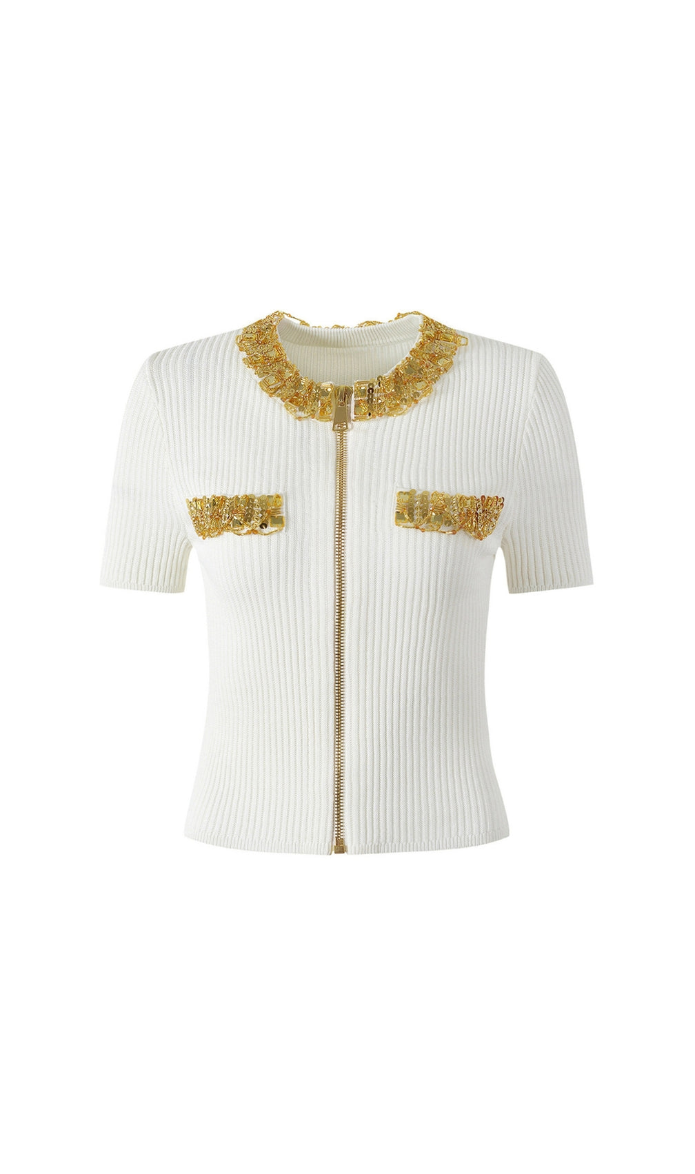 Enrico Crystal Embellished Knit Top