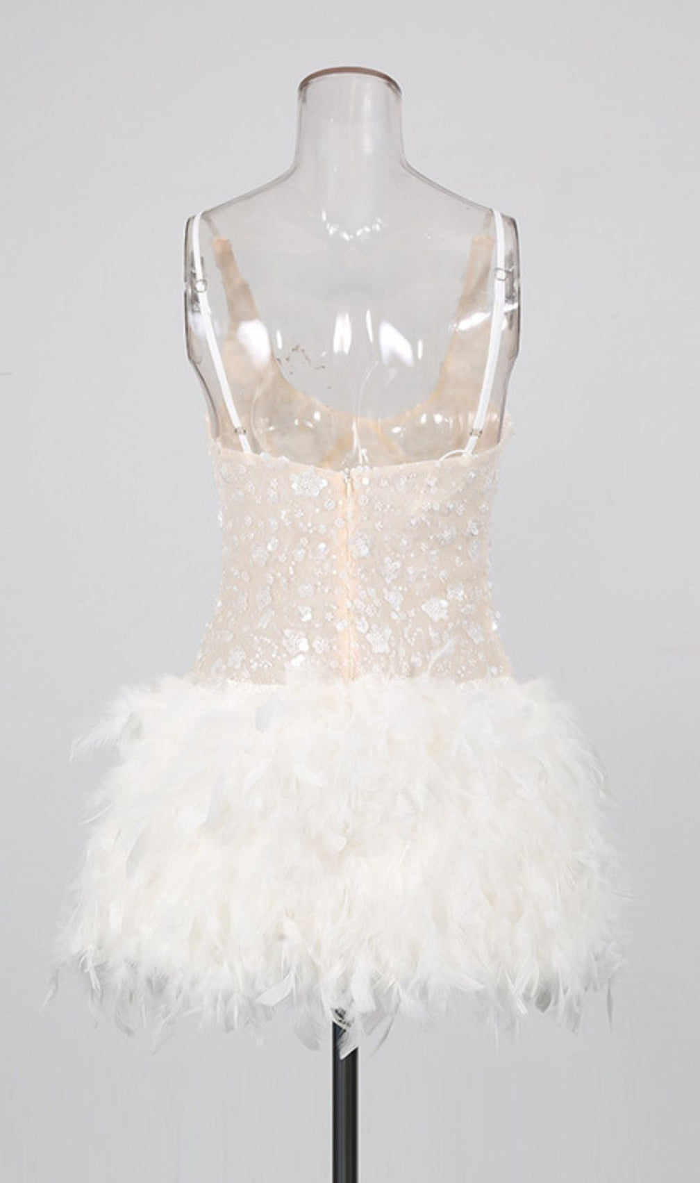 Kera Dazzling Floral Sequin Feather Mini Dress - Glamorous Party & Event Wear