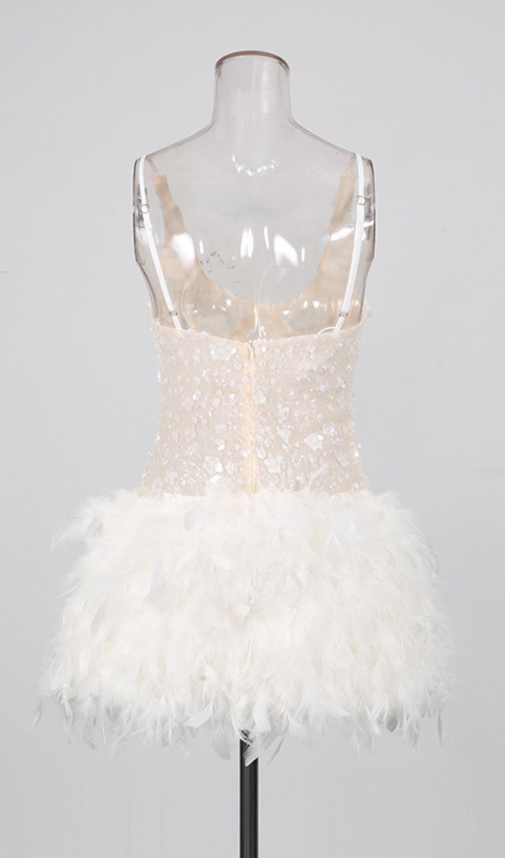 Kera Dazzling Floral Sequin Feather Mini Dress - Glamorous Party & Event Wear