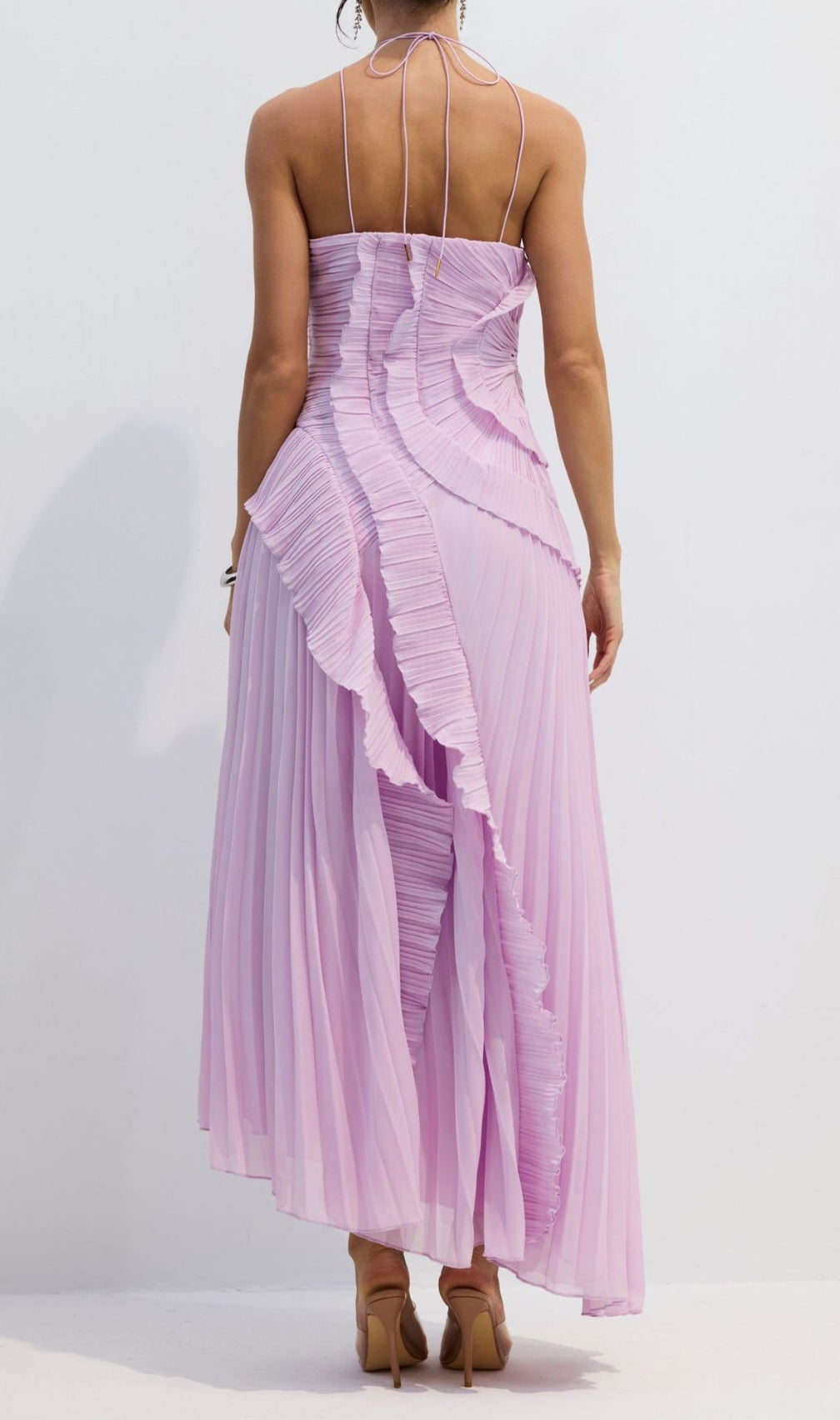 Finneas Purple Halter Pleated Maxi Dress