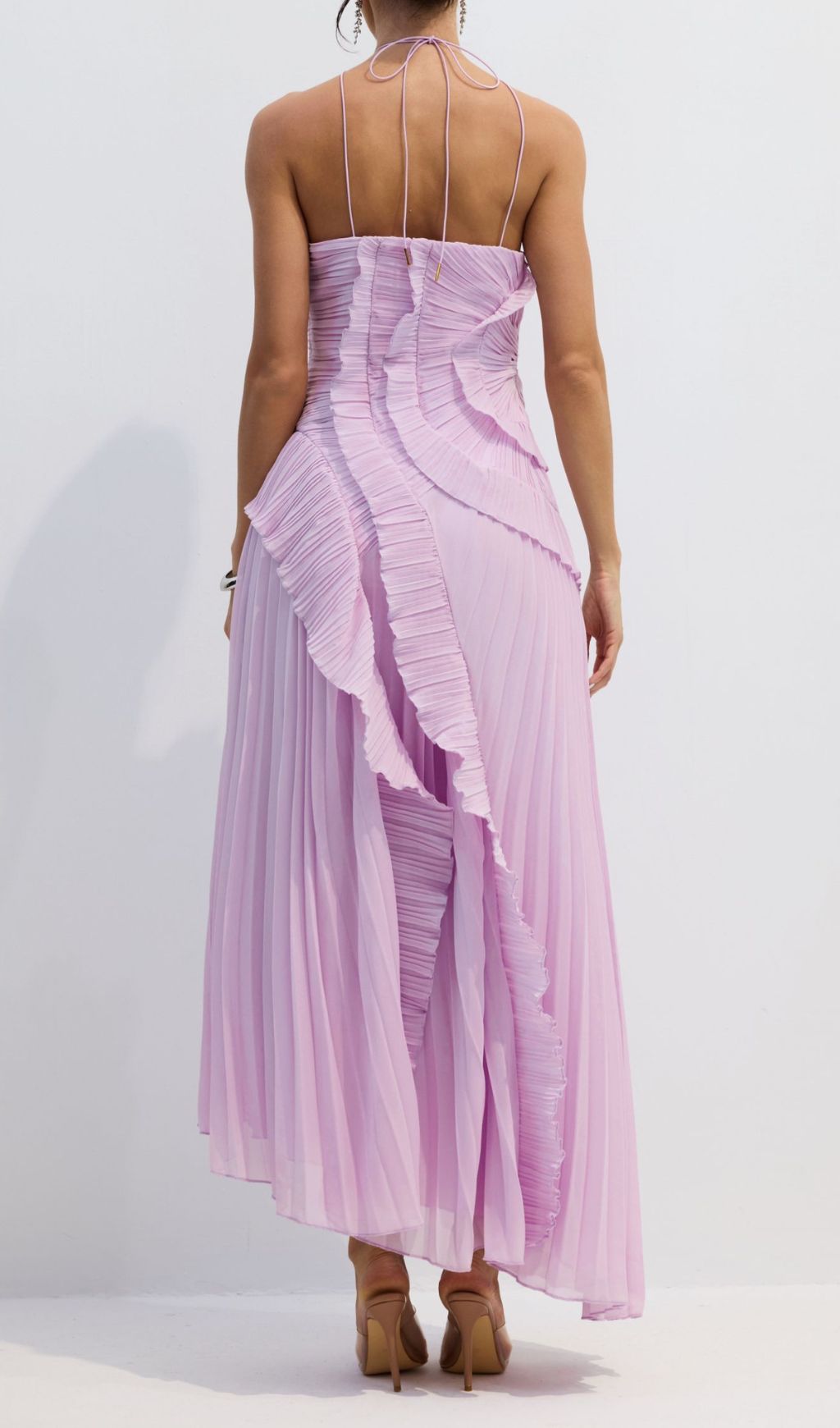 Finneas Purple Halter Pleated Maxi Dress