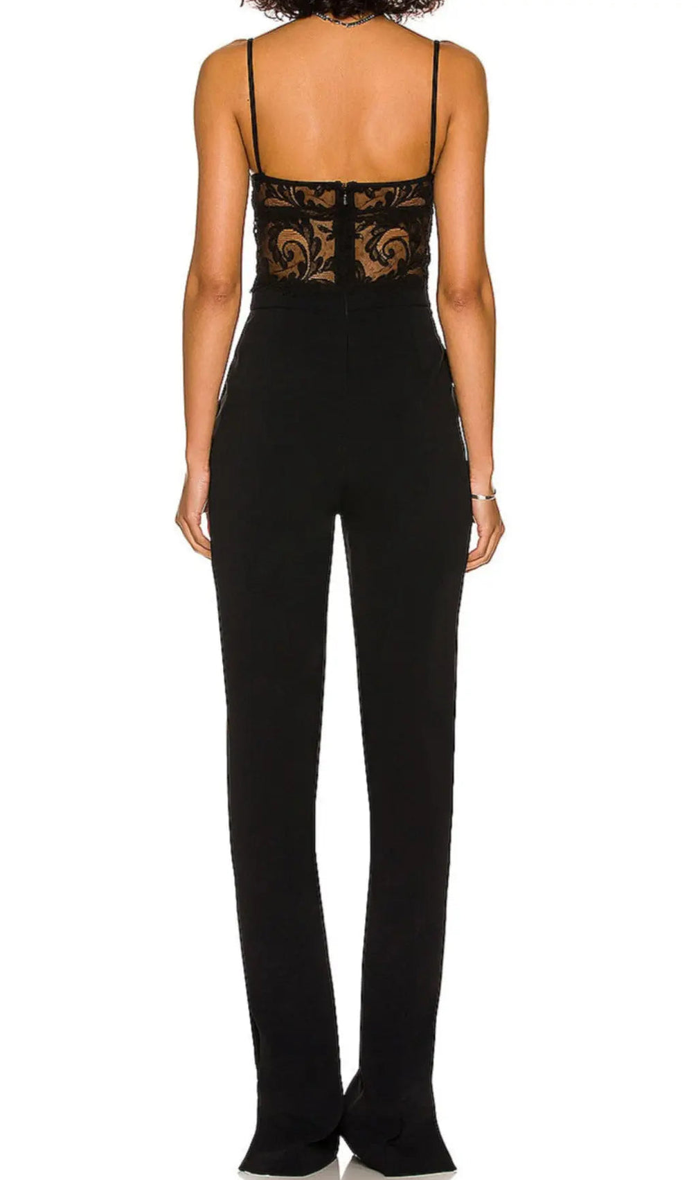 Black Strappy Lace Bandage Jumpsuit
