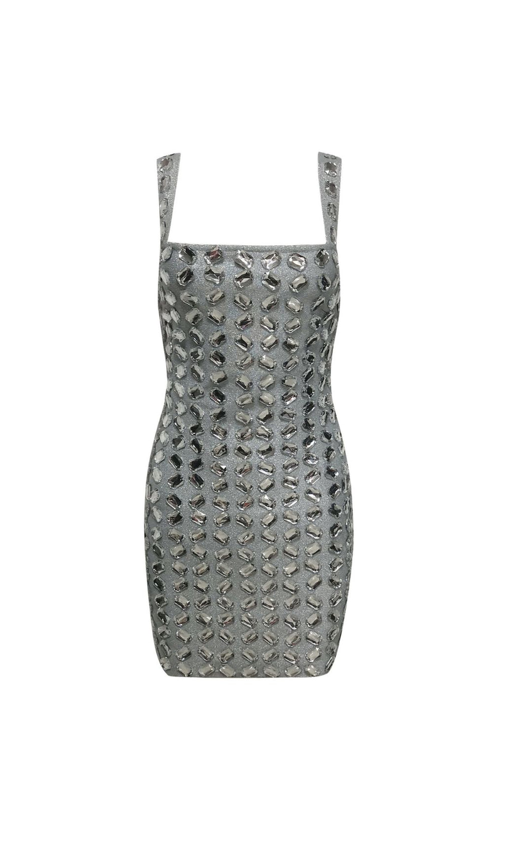 Isabeau Dazzling Grey Rhinestone Strappy Mini Dress - Sparkle & Glam