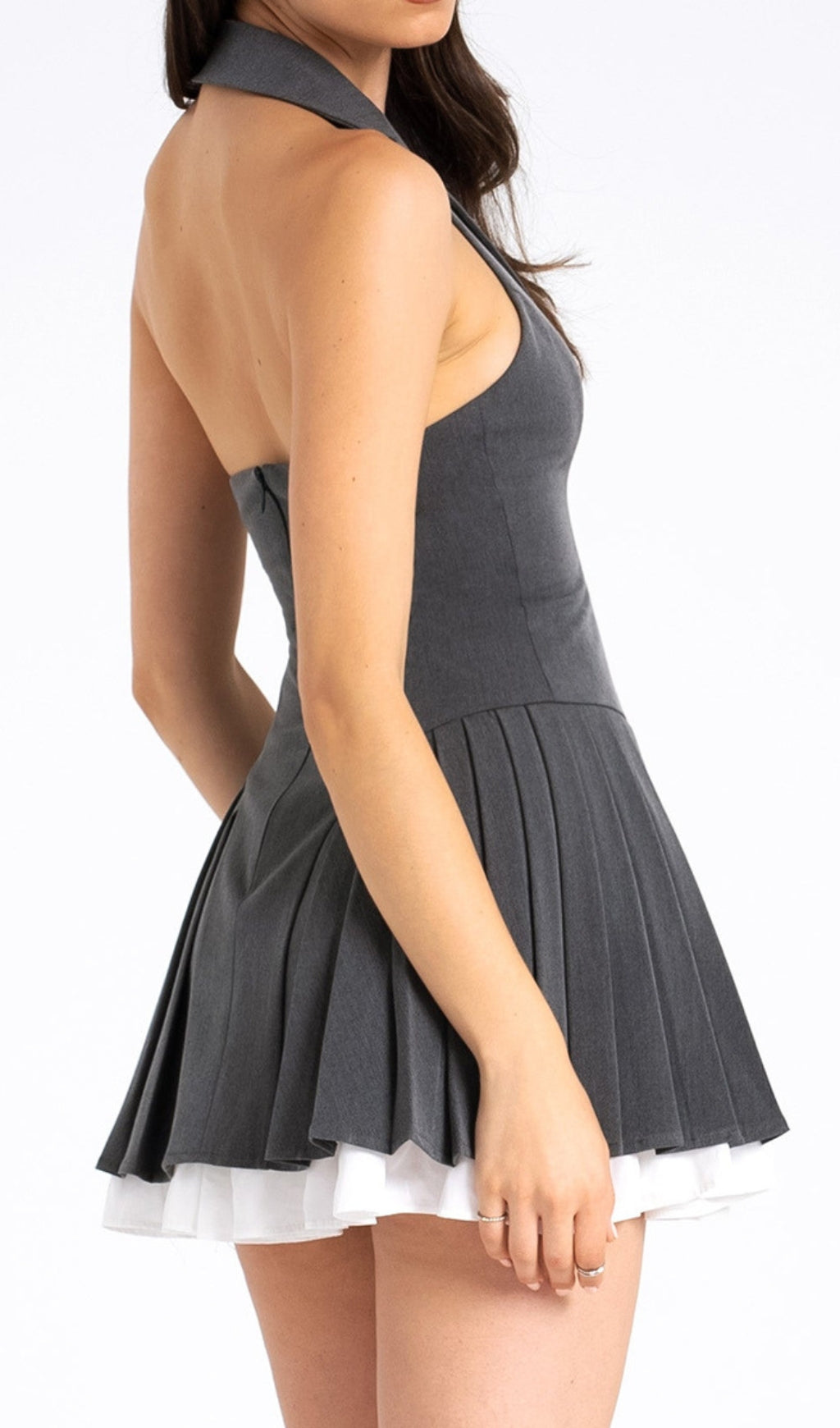 Dhriti Grey Halter Mini Dress