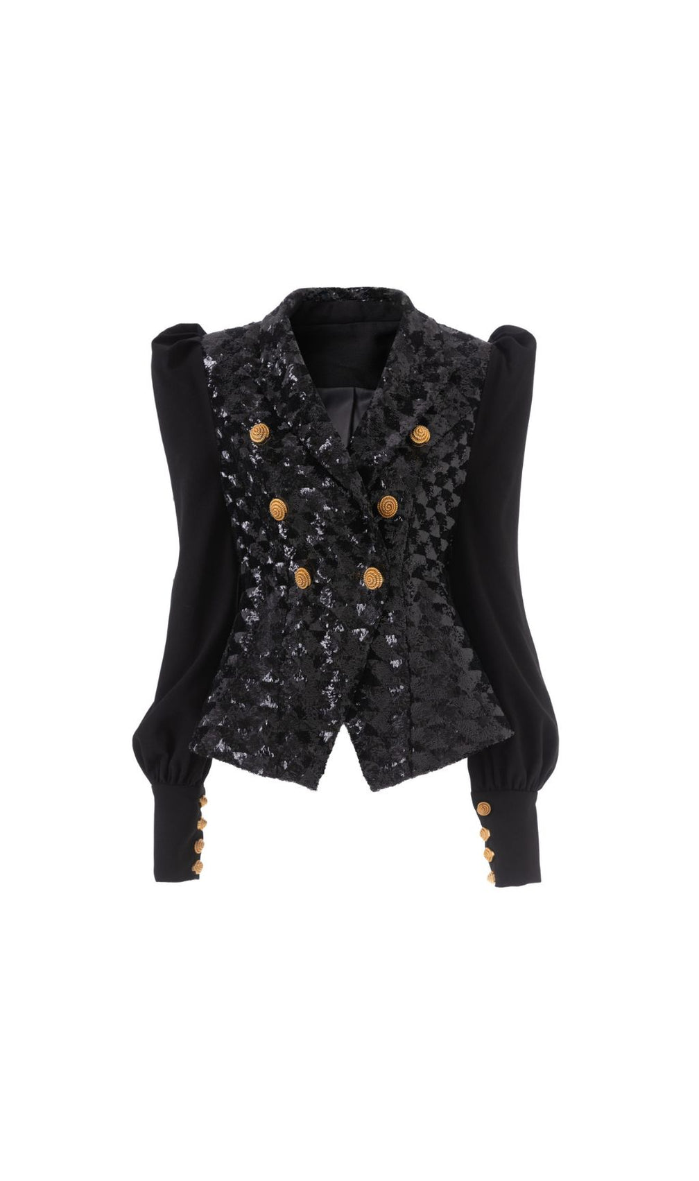 Heiress Glamorous Black Sequin Double-Breasted Blazer Jacket