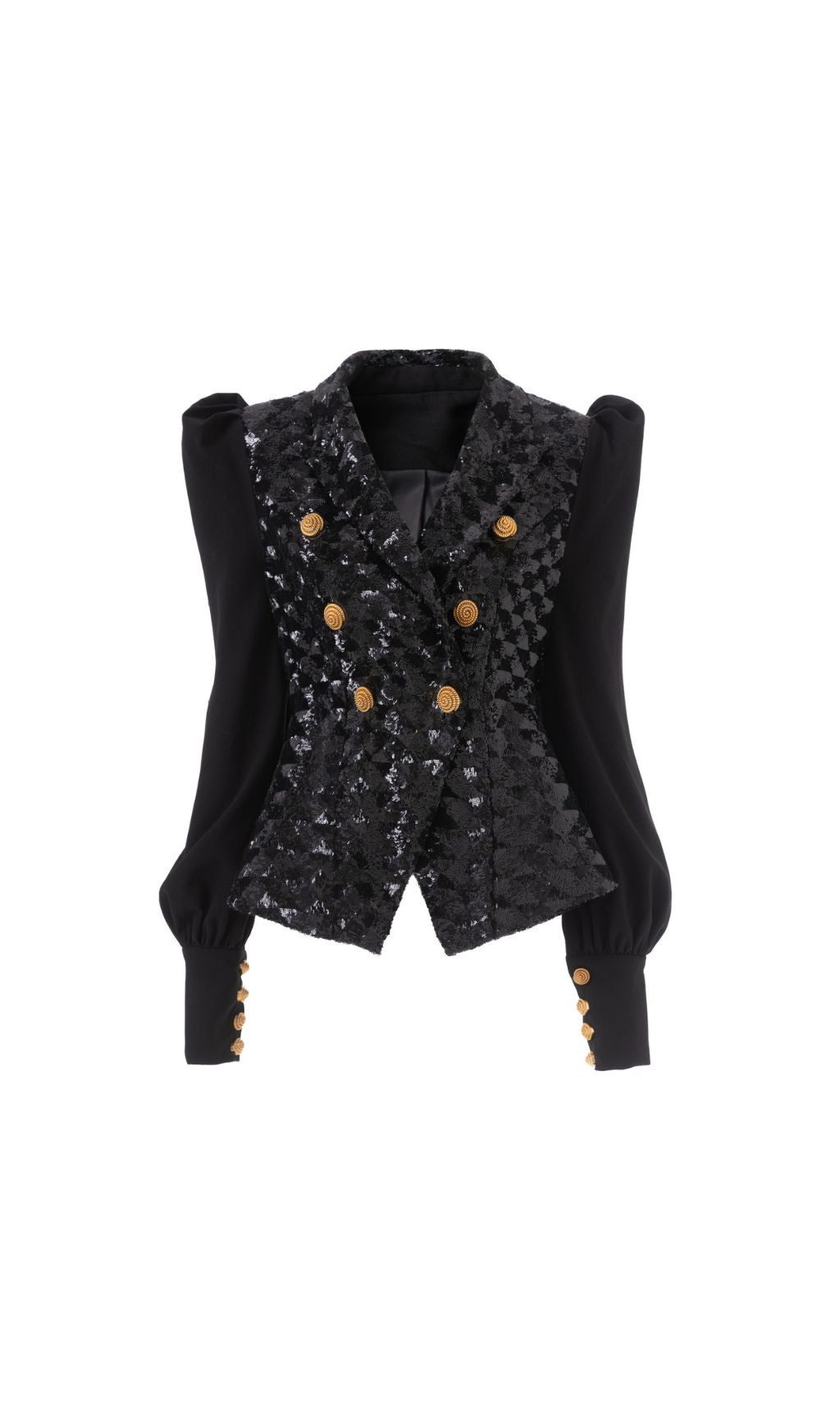 Heiress Glamorous Black Sequin Double-Breasted Blazer Jacket
