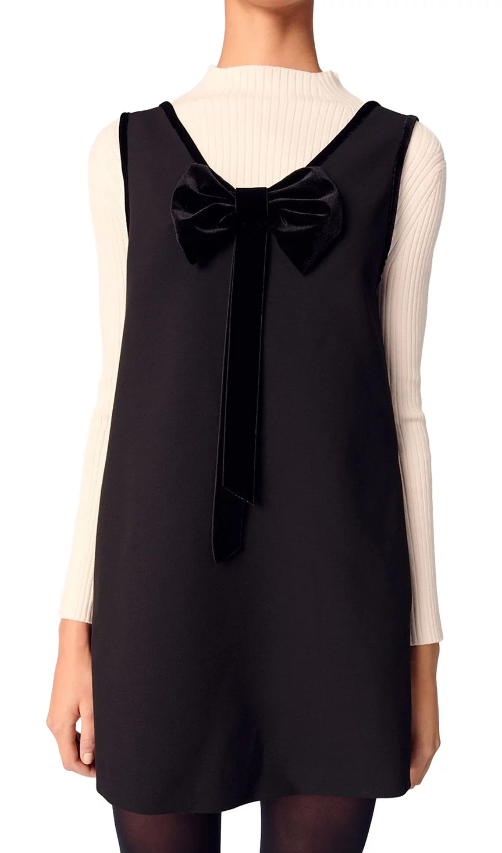 Pinafore Dress With Velvet Collar