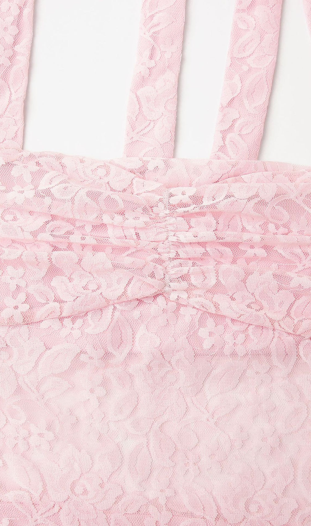 Fusayo Pink Halter Ruched Lace Maxi Dress