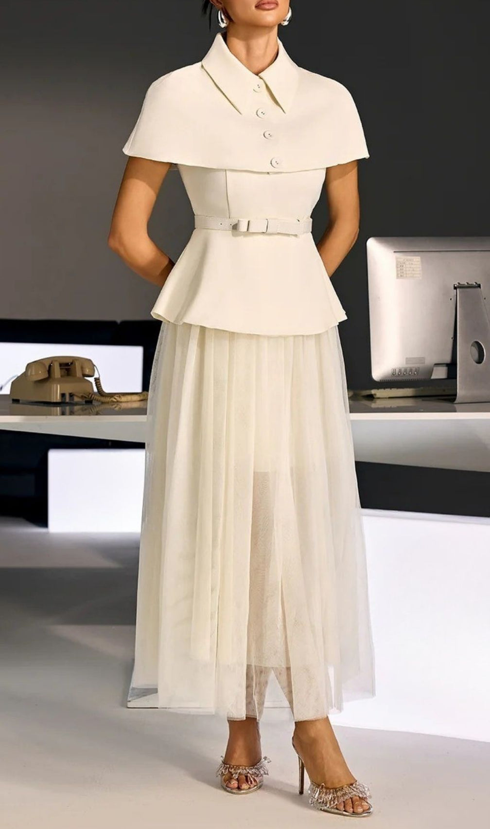 Larevix Cape Skirt Set With Belt