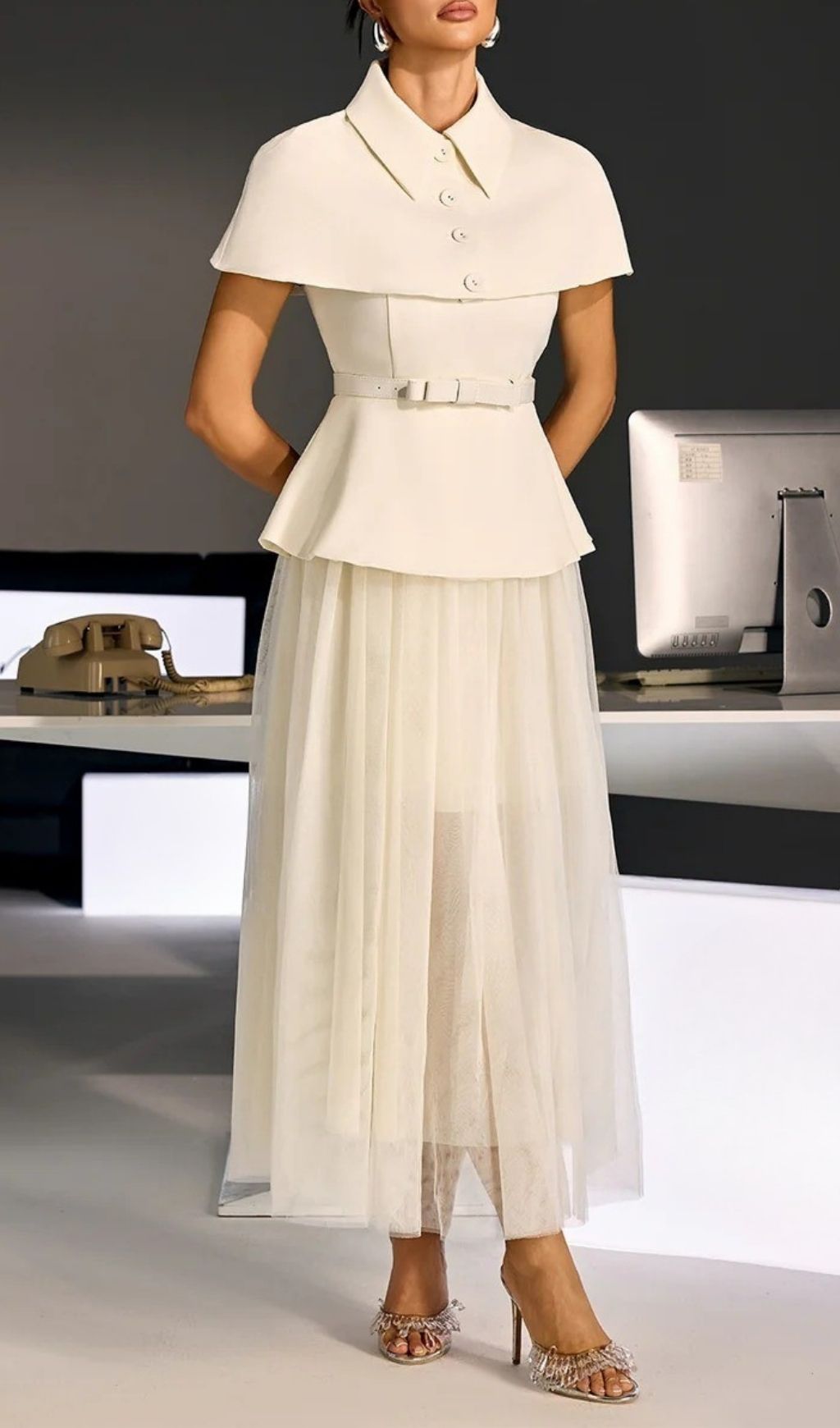 Larevix Cape Skirt Set With Belt
