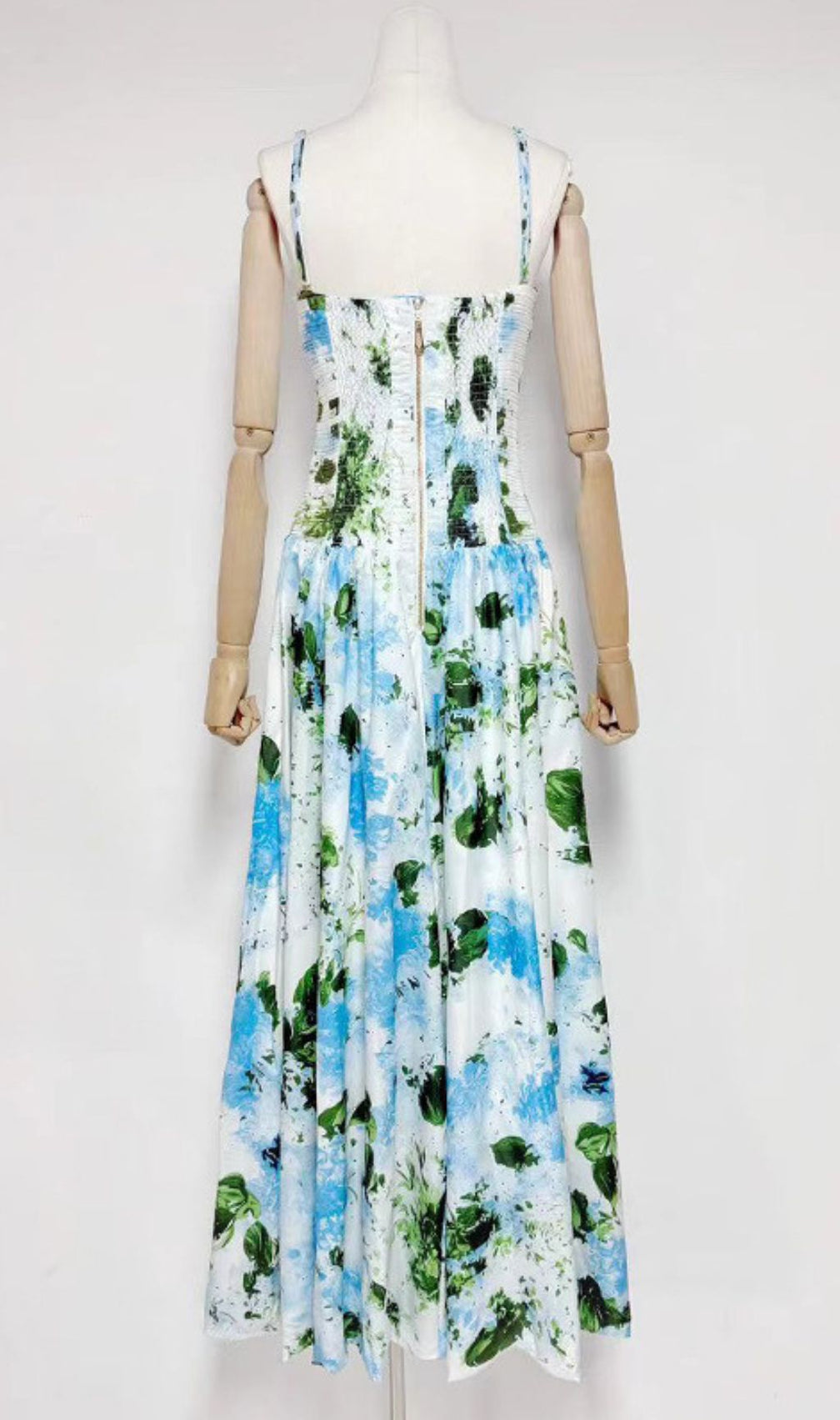 Hestia Strapless Blue Floral Maxi Dress - Elegant Garden Print