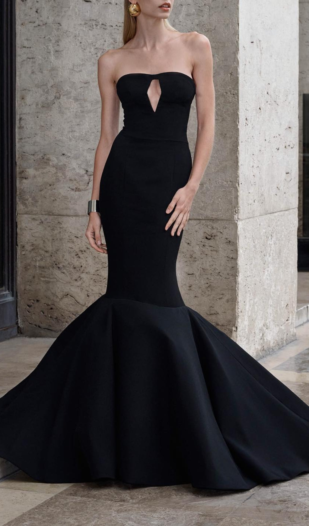Black Strapless Bandage Mermaid Maxi Dress