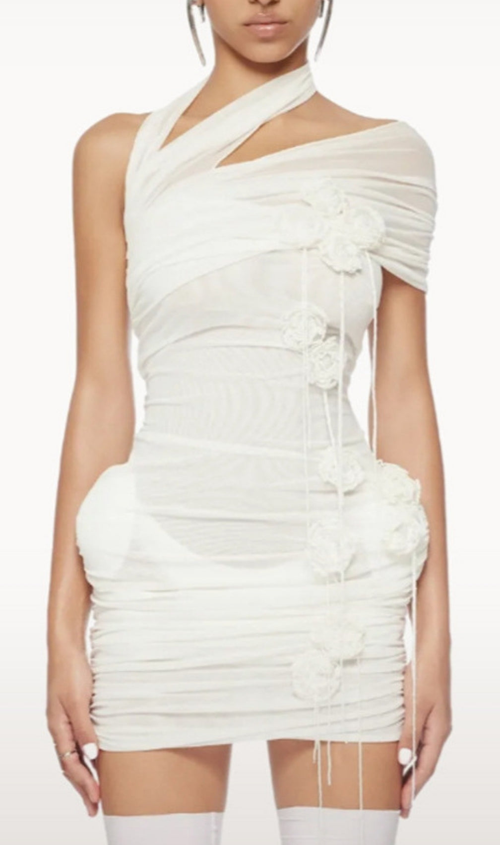 Elese White Flower Mini Dress