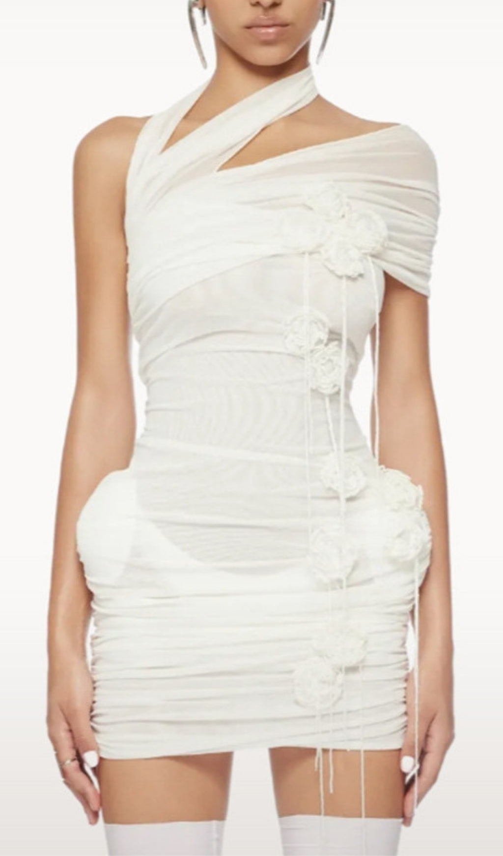 Elese White Flower Mini Dress