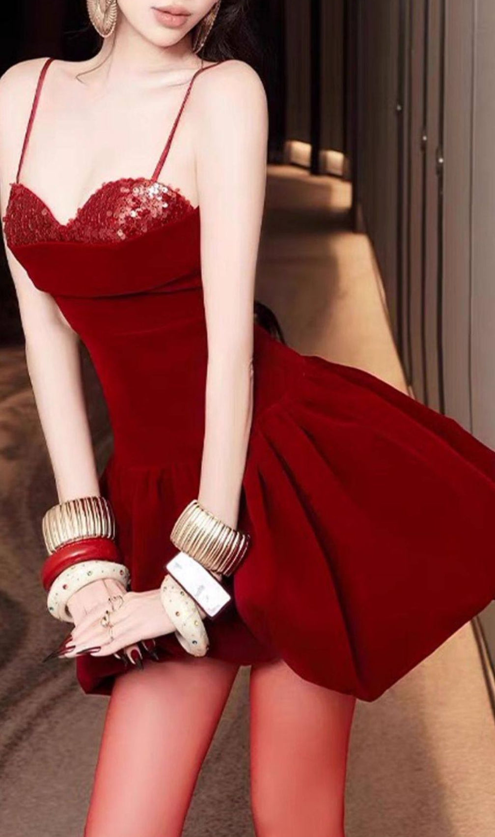 Jelissa Strappy Velvet & Sequin Bust Mini Dress - Party Glam