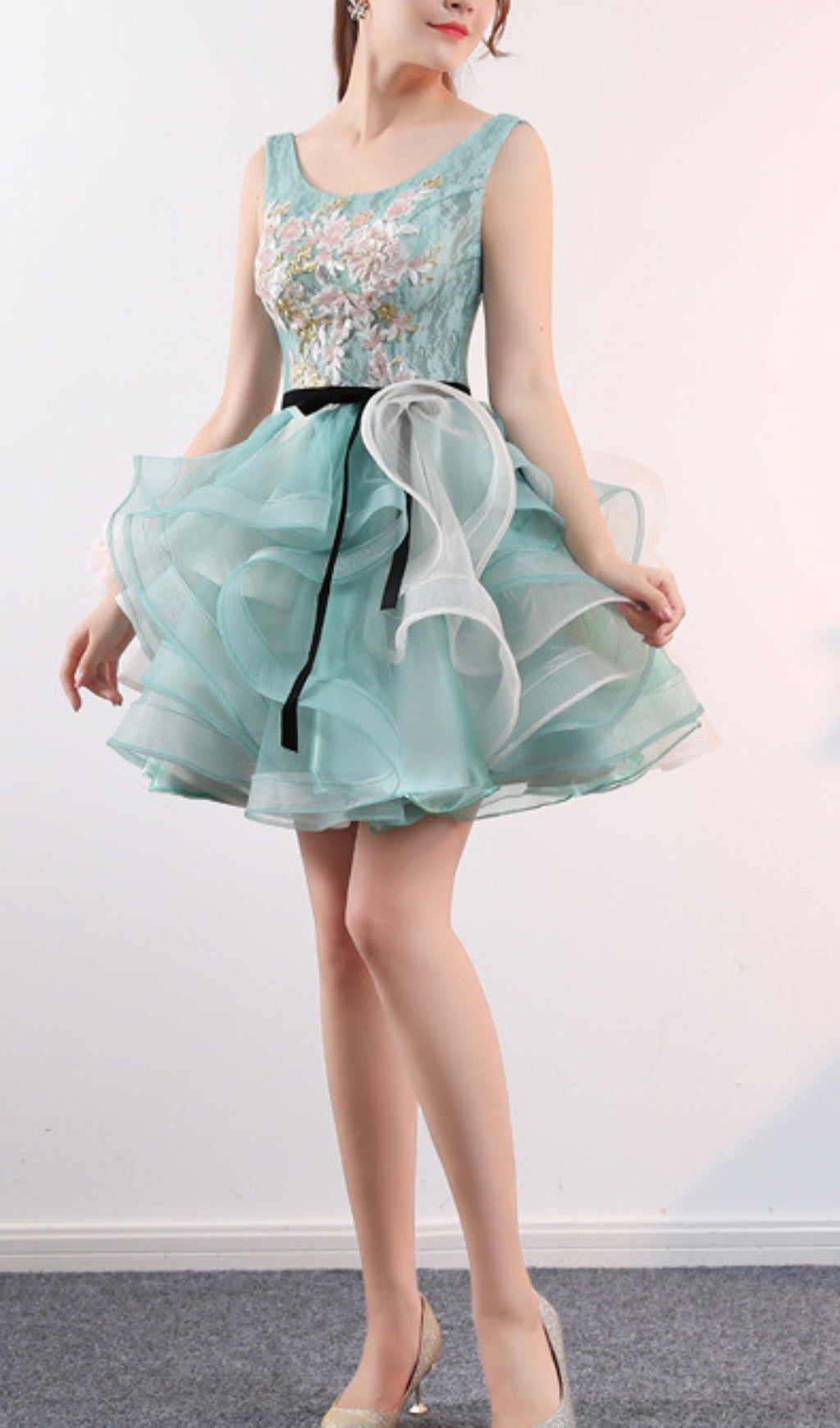 Aneko Flower Sequin Mini Dress