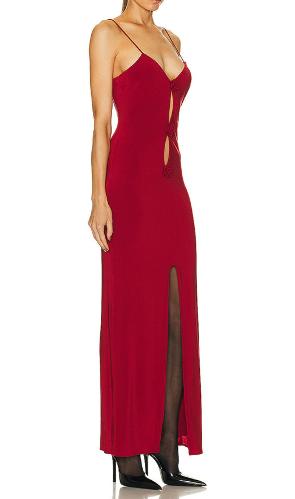 Asim Red Flower Embellished Maxi Dress