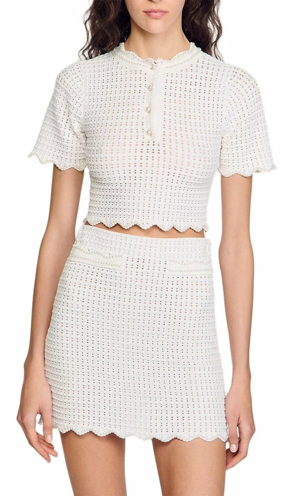 Pearl Beaded Knit Sweater