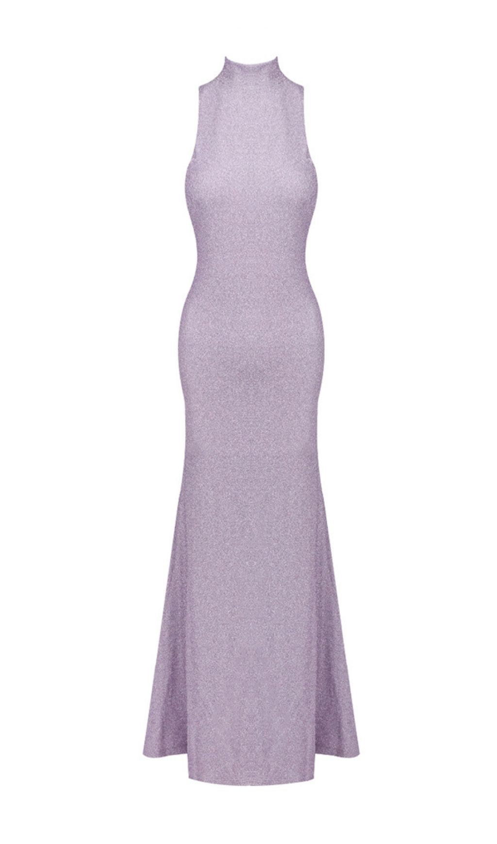 Jaidyn Shimmering Purple Halter Backless Maxi Dress – Elegant Evening Gown