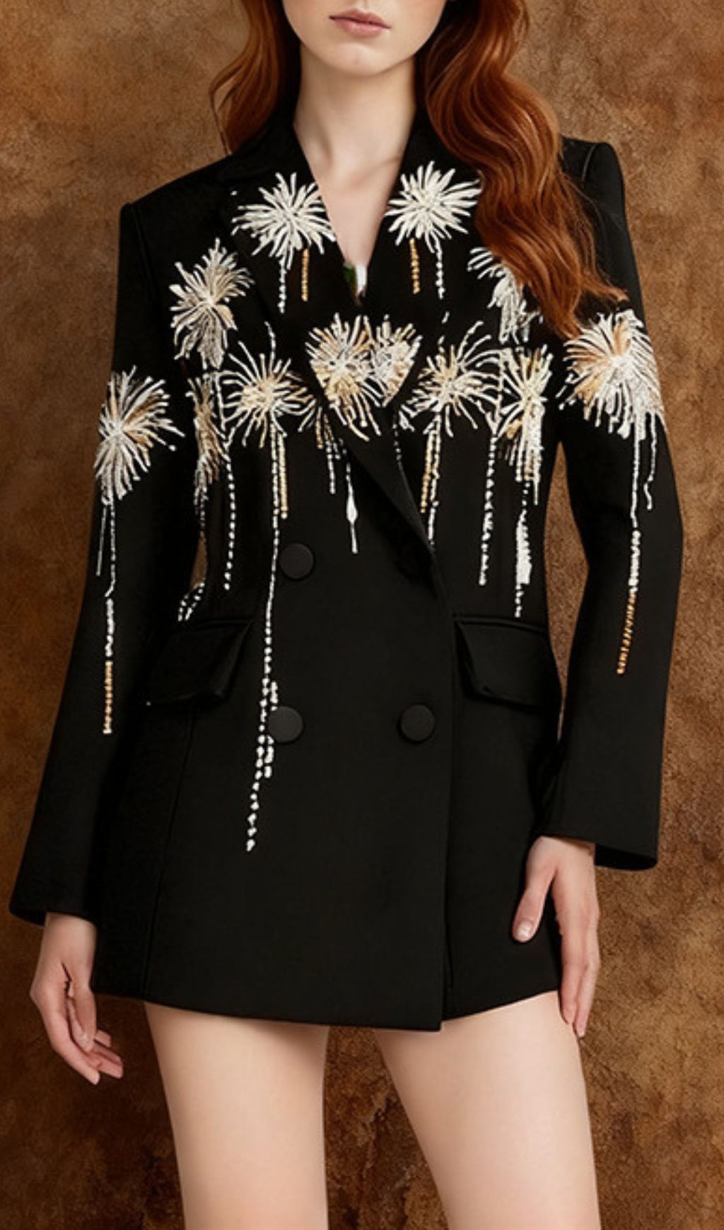 Hibah Firework Embroidered Black Blazer for Women - The Ultimate Statement Piece