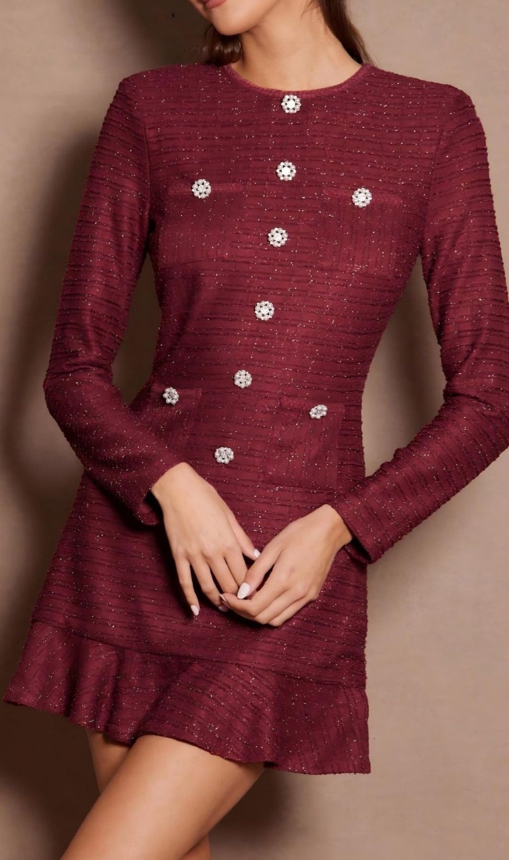 Lani Red Long Sleeve Mini Dress