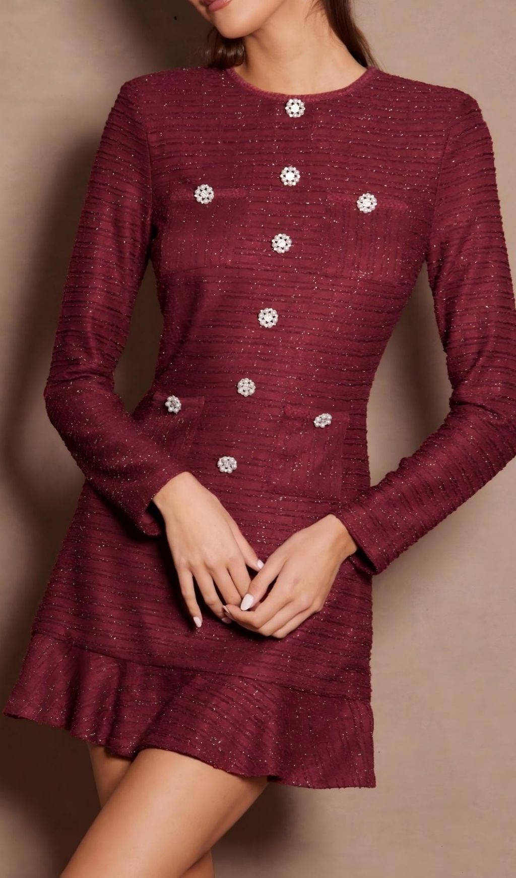Lani Red Long Sleeve Mini Dress