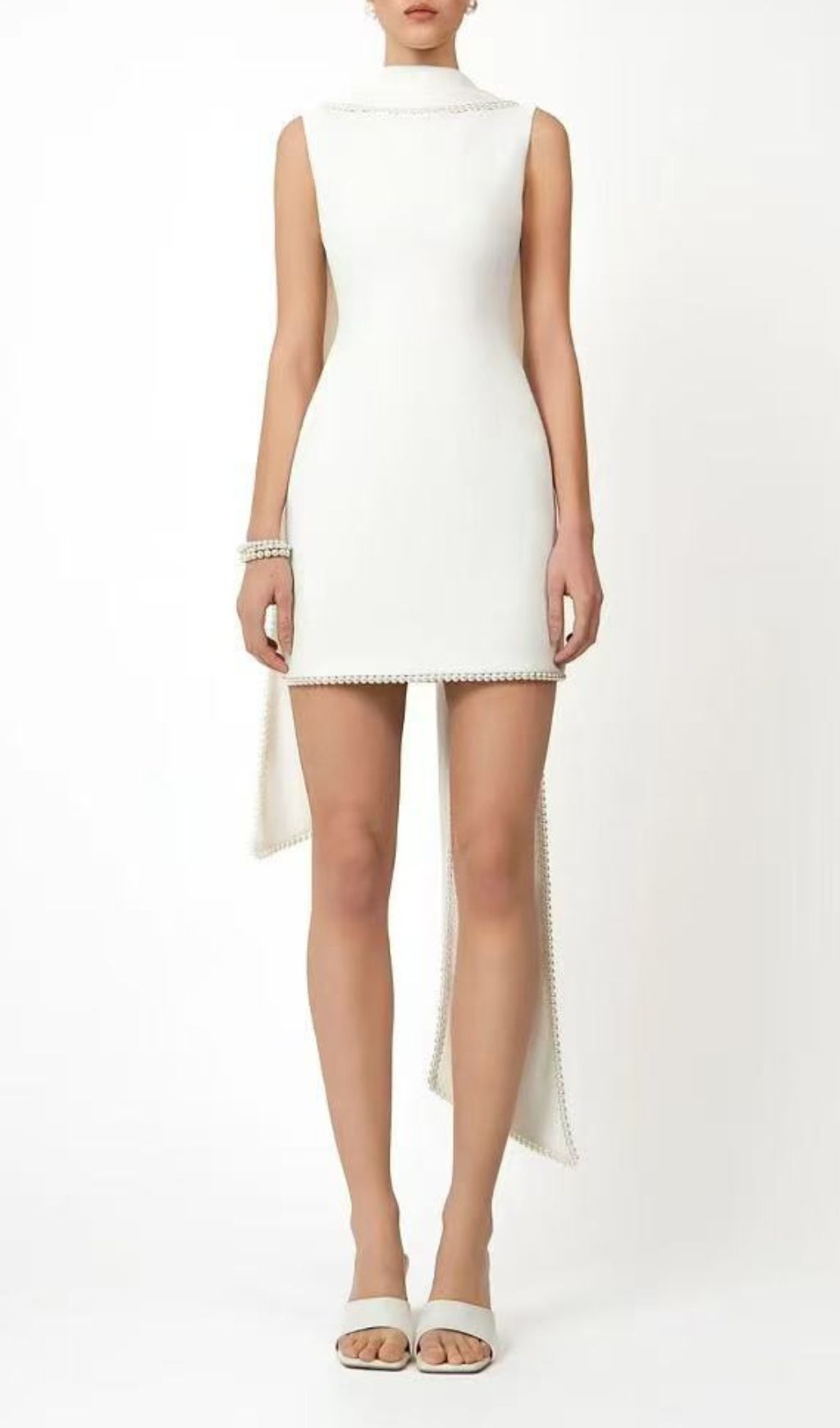 Johari Pearl-Trimmed Cape Mini Dress - Dazzling Bodycon for Women