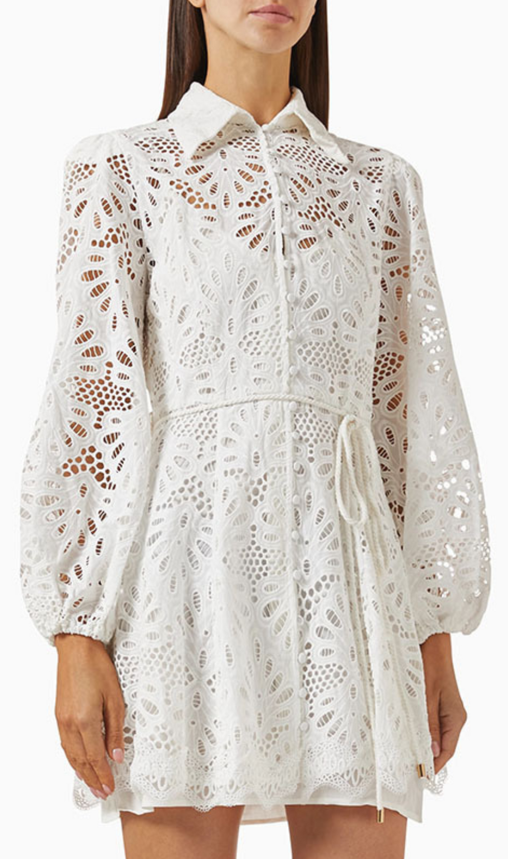 Gazit Embroidery Long Sleeve Mini Dress