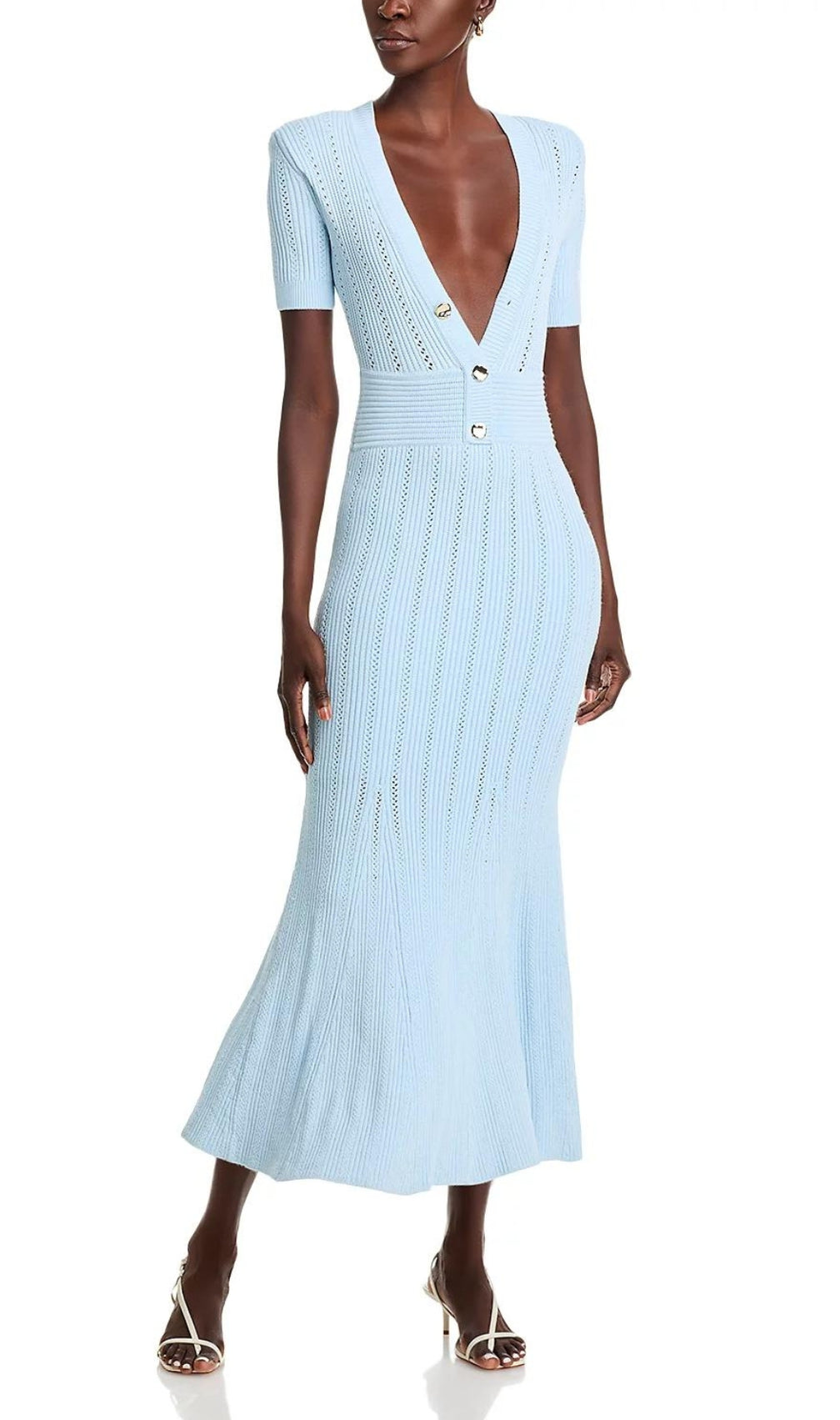 Bala Blue Pointelle Midi Dress
