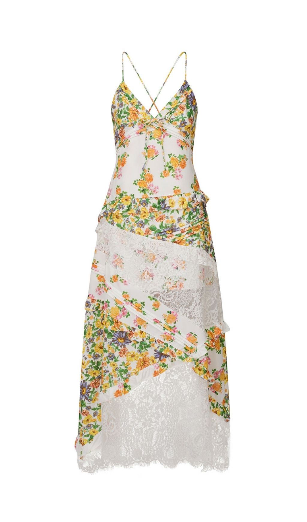 Georgia Elegant Multi-Floral & Lace Maxi Dress | V-Neck Summer Gown