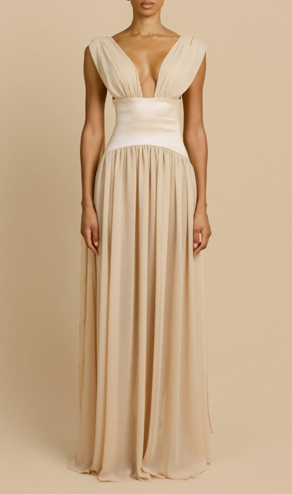 Korinna Ivory Chiffon Maxi Dress