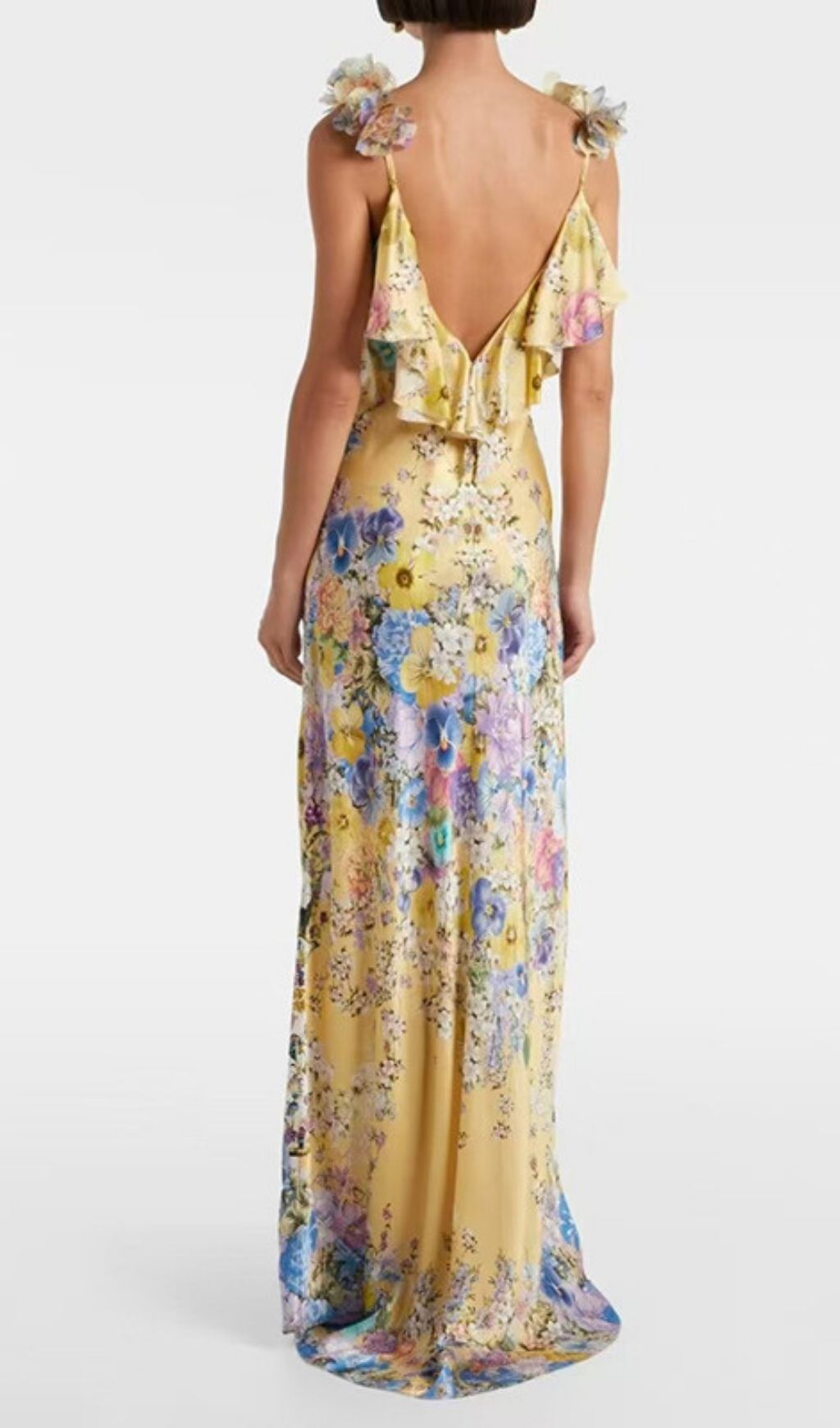 Kerrya 3D Floral Strappy Maxi Dress - Elegant Garden Party Gown