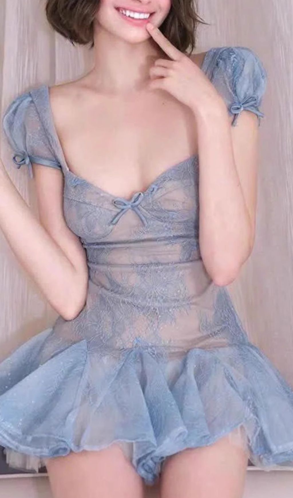 Florissa Blue Lace Mini Dress