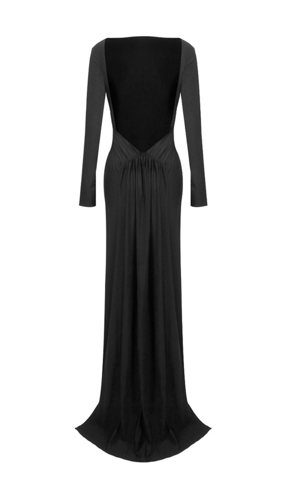 Iiona Black Backless Long Sleeve Maxi Dress: Dramatic & Elegant Evening Gown