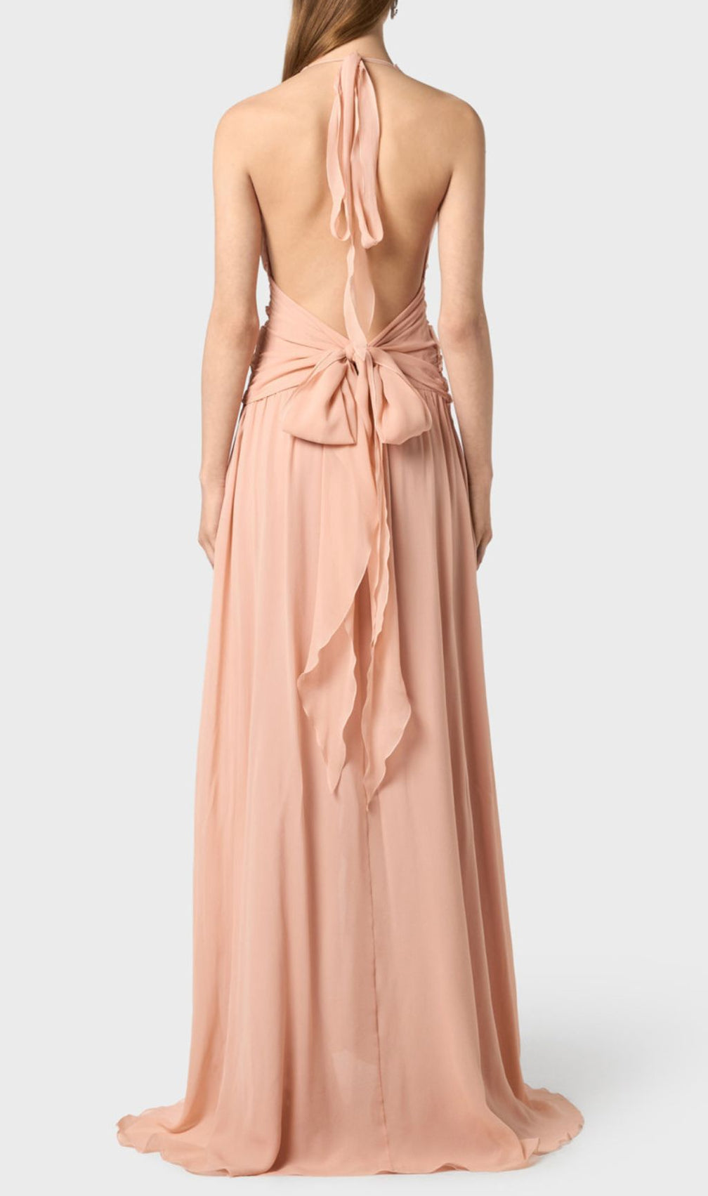Florine Dusty Rose Halter Flower Ruffle Maxi Dress
