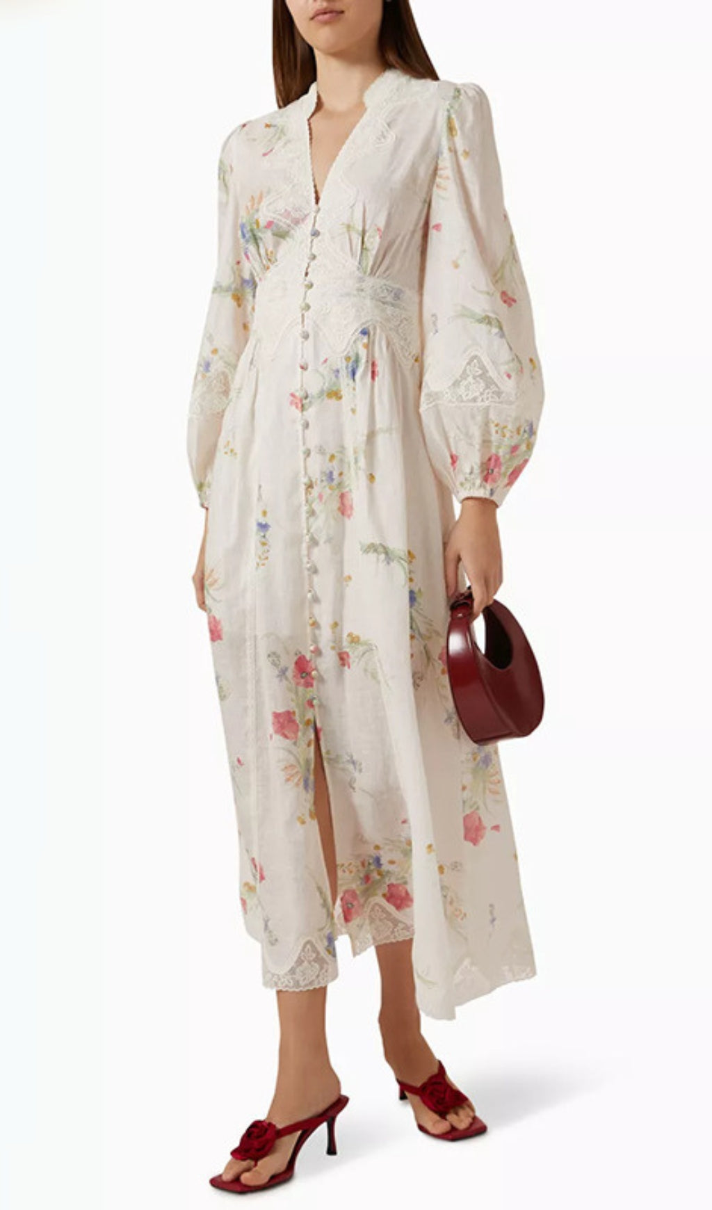 Edyta Floral Printed Long Sleeve Midi Dress